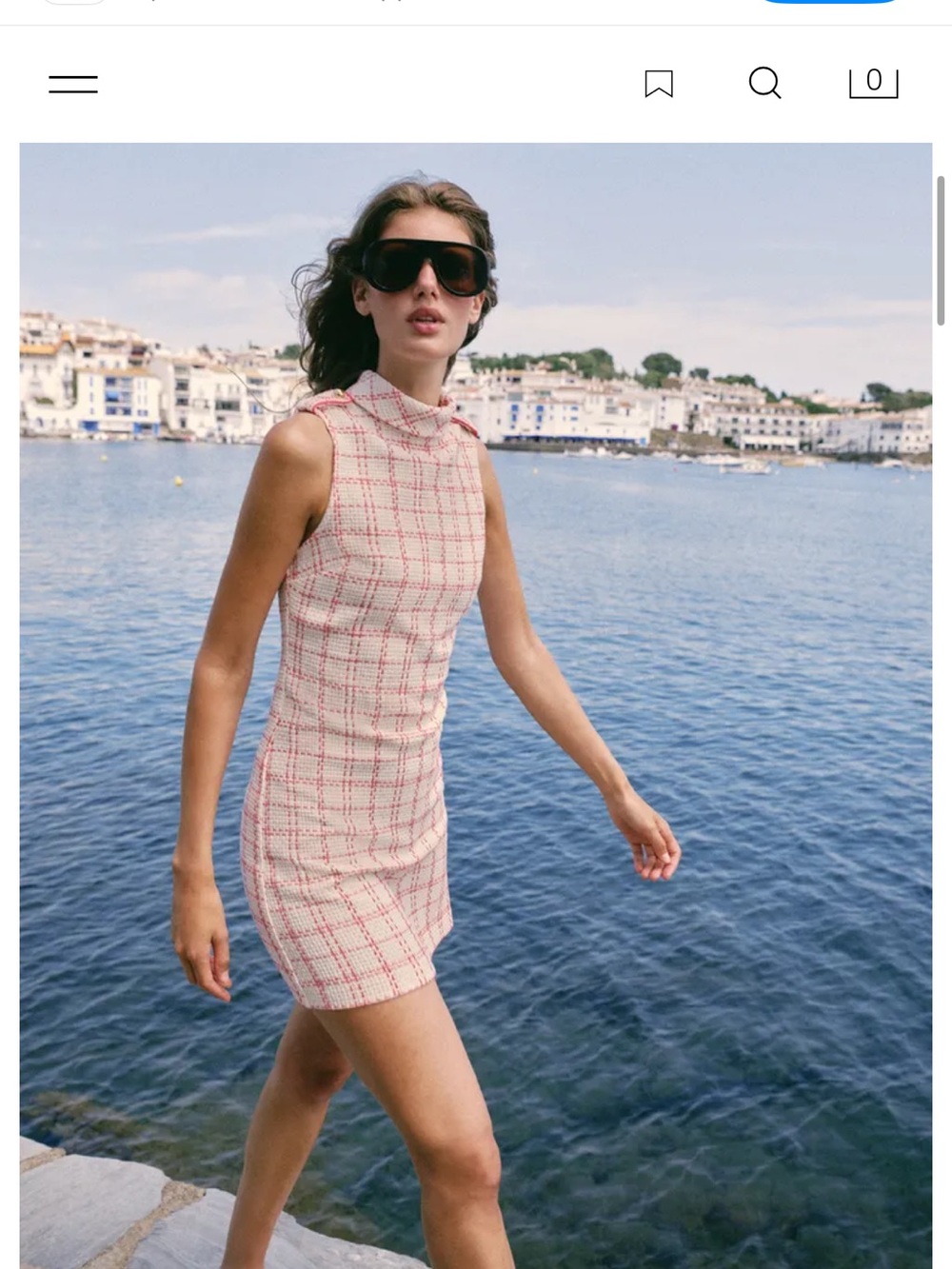 Zara Pink and Cream Check Sleeveless Mini Dress